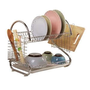<strong>S</strong>-Shaped <strong>Dish</strong> <strong>Rack</strong> Set 2-Tier Chrome Stainless Plate <strong>Dish</strong> Cutlery Cup <strong>Rack</strong> With Tray Steel Drain Bowl <strong>Rack</strong> Kitchen Shelf