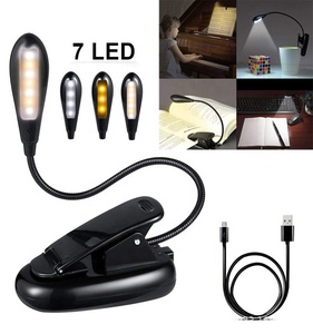 可充电7 LED书本灯护眼夹阅读灯迷你柔性臂办公台灯学习工作灯 - Product Image 3