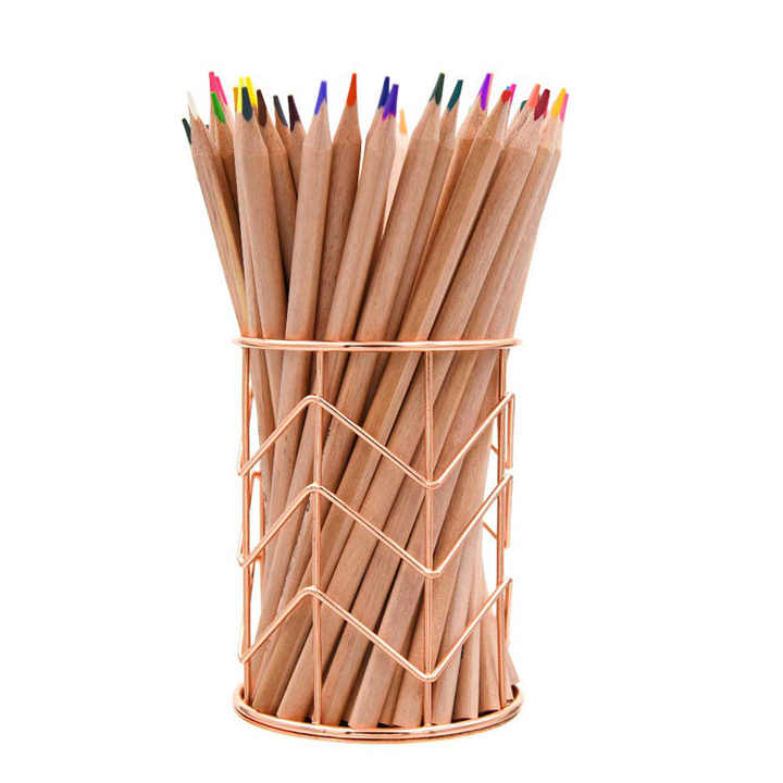 Hot Selling Makeup Brush Pot Holder Desk Organizer Wire Metal Rose Gold Pencil Holder