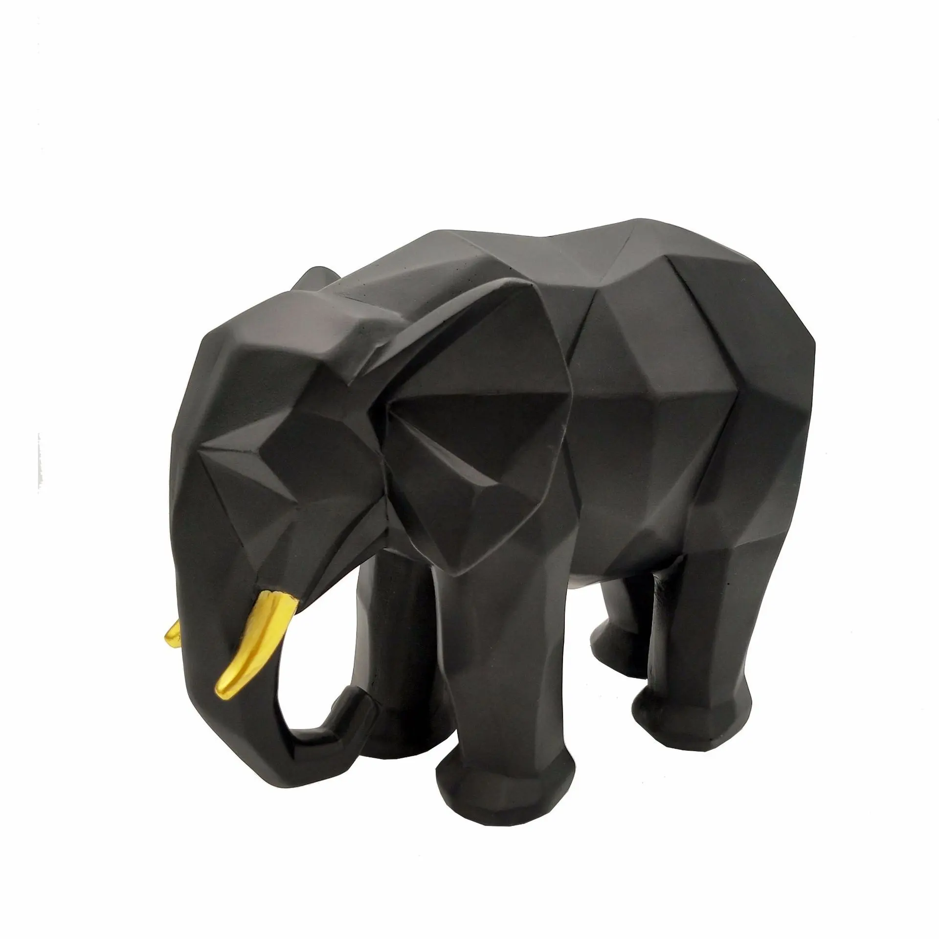 Elefante de resina de origami geométrico nórdico, adornos para el hogar, Gato de La Fortuna