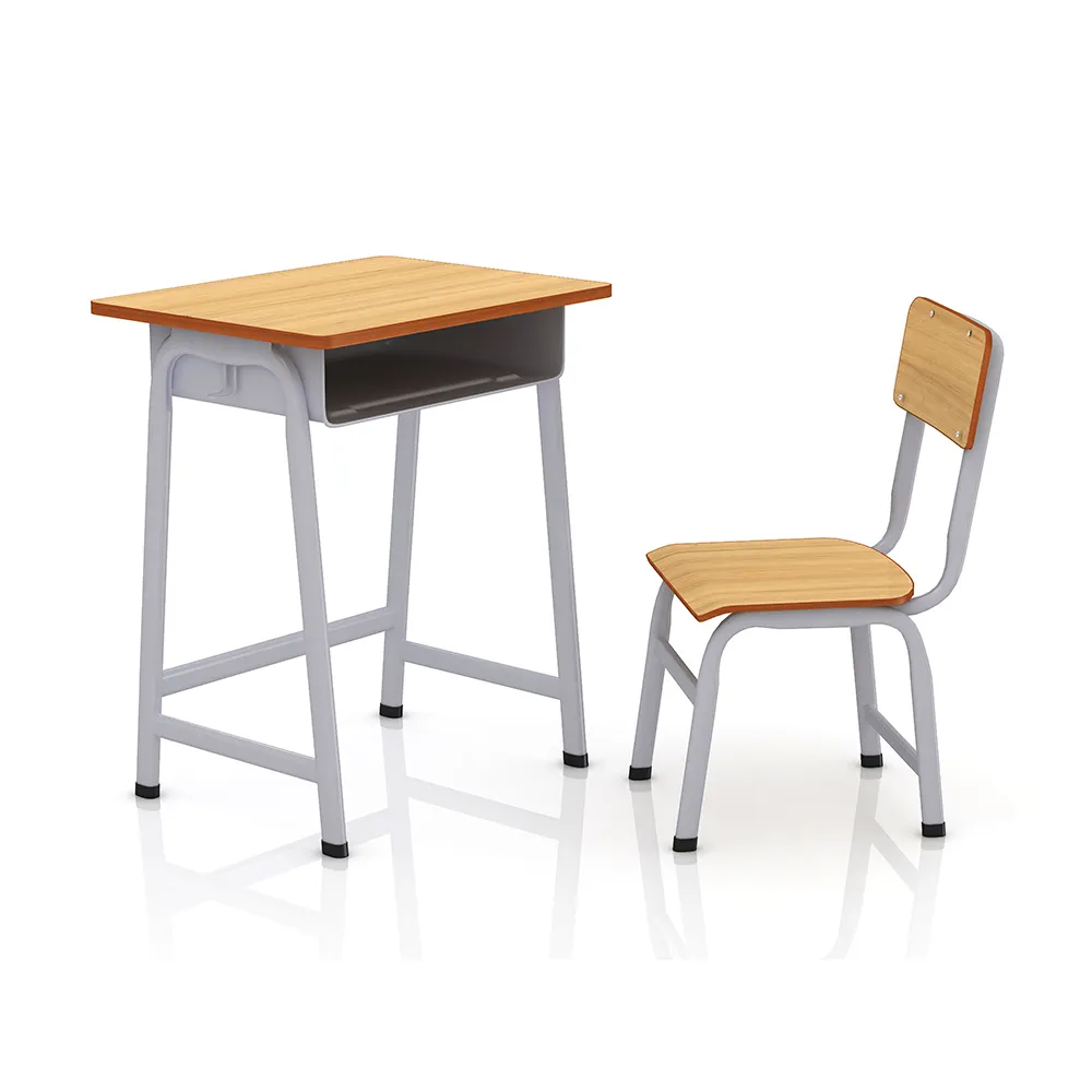 学生に最適なプレミアムシングル学生用デスクと椅子アームレスオフィスチェア