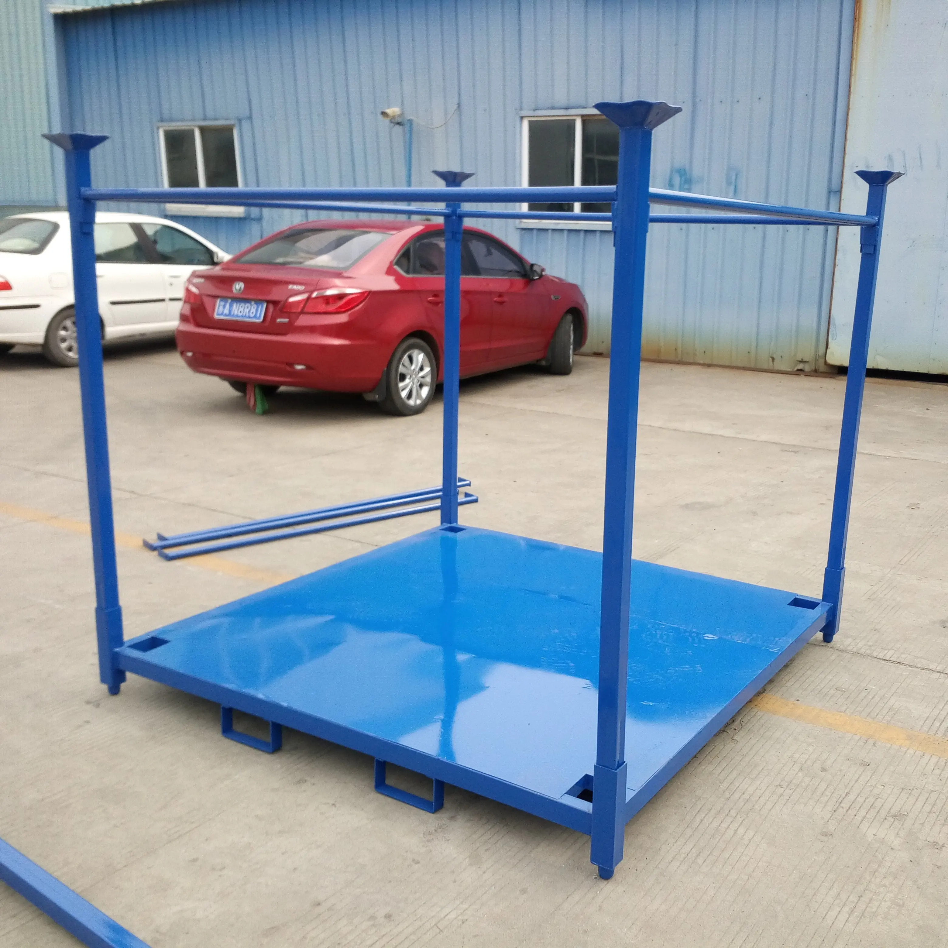 72in Truck Tire Detachable Foldable Stacking Rack Tire Storage Shelving With Steel Sheet Base and Tie Bar