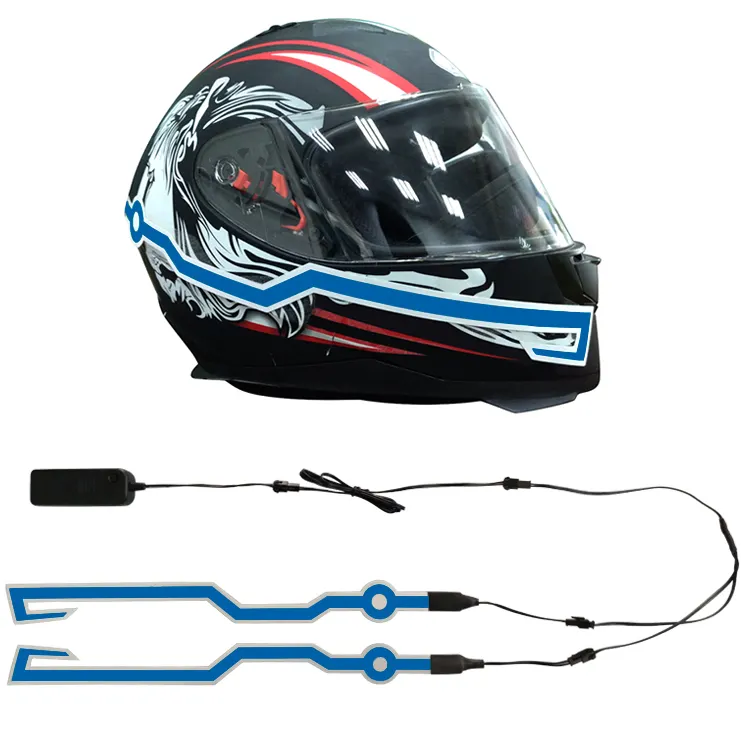 Casque de moto lumineux avec lumière led, couleur bleu vif, pour utilisation d'un casque de sécurité de bonne qualité pour la nuit, livraison gratuite