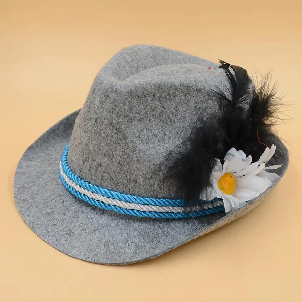 MH-3018 clásica tradicional traje Vintage alemán Oktoberfest alpino de Baviera cazador sombrero gris