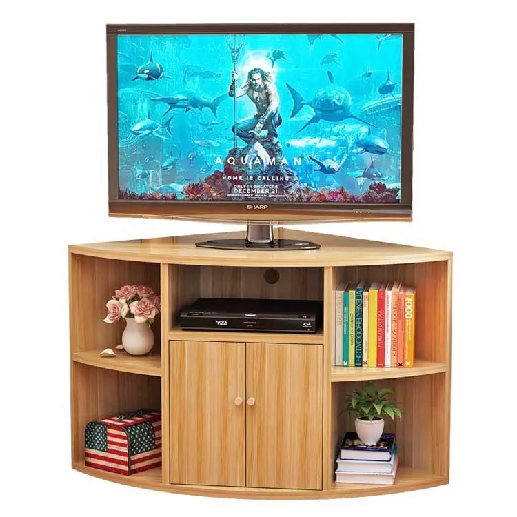 2022 heiß verkaufen Wohnzimmer Möbel Dreieck Spanplatte MDF Mini Rack Ecke TV-Ständer aus Holz