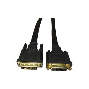 זהב מצופה Slim Dual Link DVI 24 + 5 נקבה ל-dvi 24 + 1 זכר שטוח כבל
