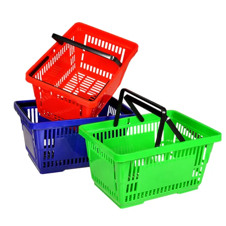 Panier de supermarché en plastique, corbeille, en plastique, rouge bleu vert 1 pièce