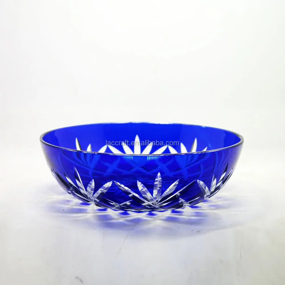 Blue Glass Fruit tray Plate colored dinnerware glass fruit dinner plates for sale
