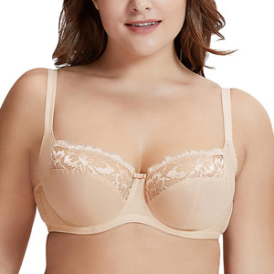 Floral Lace Plus ขนาด Underwire Balconette Bra Plus ขนาด E F G H ผู้หญิง Non ลูกไม้ Bra - Product Image 4
