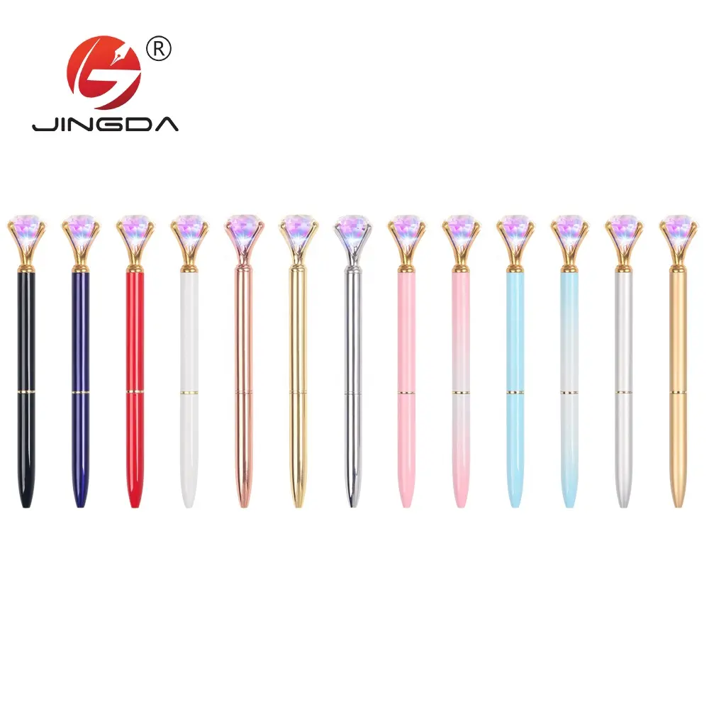 Charming rainbow light pen crystal diamond pen with light metal crystal pen with logo