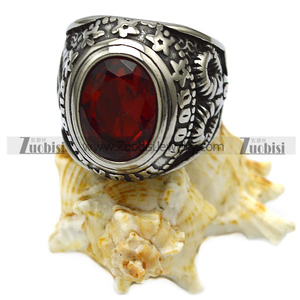 Viking yüzükler takı kırmızı taş paslanmaz çelik Retro avrupa erkek Vintage parmak yüzük çerçeve ayarı kristal, Rhinestone stil