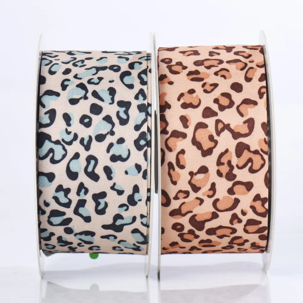 40mm Animal Print Leopard Polyester Woven Ribbon