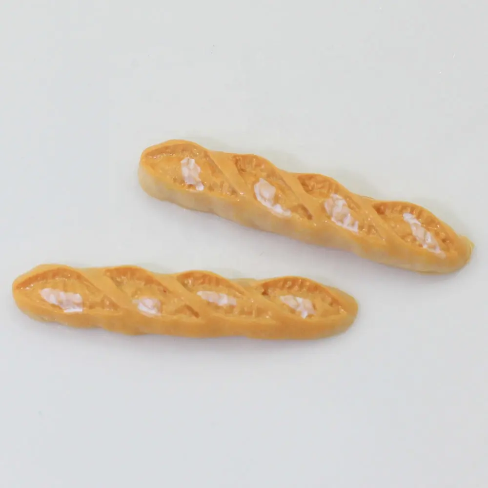 Ornamen Ornamen Roti Baguette Prancis Panjang, Perhiasan Resin Makanan untuk Mainan Lendir