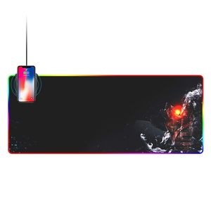 RGB电脑鼠标垫LED USB充电带徽标的大型鼠标垫10W qi快速无线充电器鼠标垫