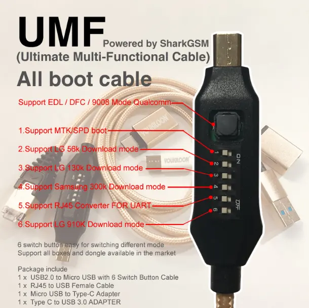 UMF cable final Multi-funcional de Cable para qualcomm mtk spd bota para lg