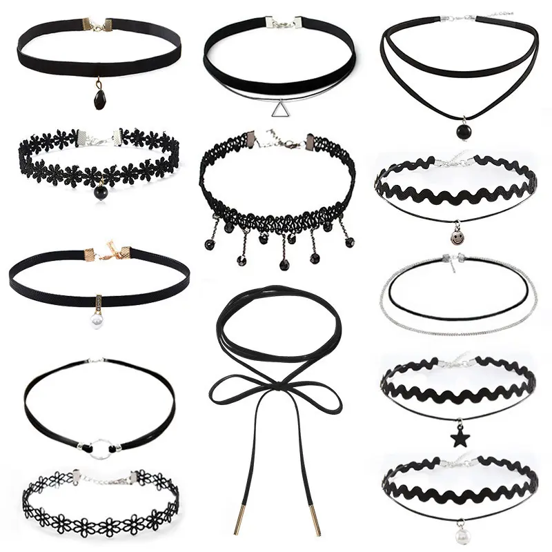 Personalizzato vari lace choker della collana del nastro delle donne insieme dei monili di velluto nodo collane