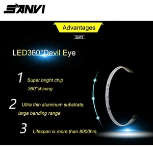 Sanvi <span class=keywords><strong>3</strong></span> inç 360 <span class=keywords><strong>Led</strong></span> Şeytan Göz Iblis Göz Için Projektör Lensi Beyaz/Sarı/Kırmızı/Mavi /yeşil/Mor Araba Işıkları Süslemeleri