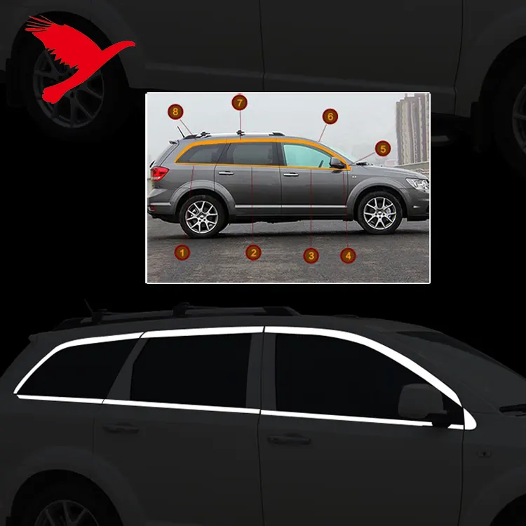 Kit de garniture de moulage de bande de couverture de cadre de seuil de fenêtre d'acier inoxydable pour Dodge Journey / Fiat Freemont 2009-2020
