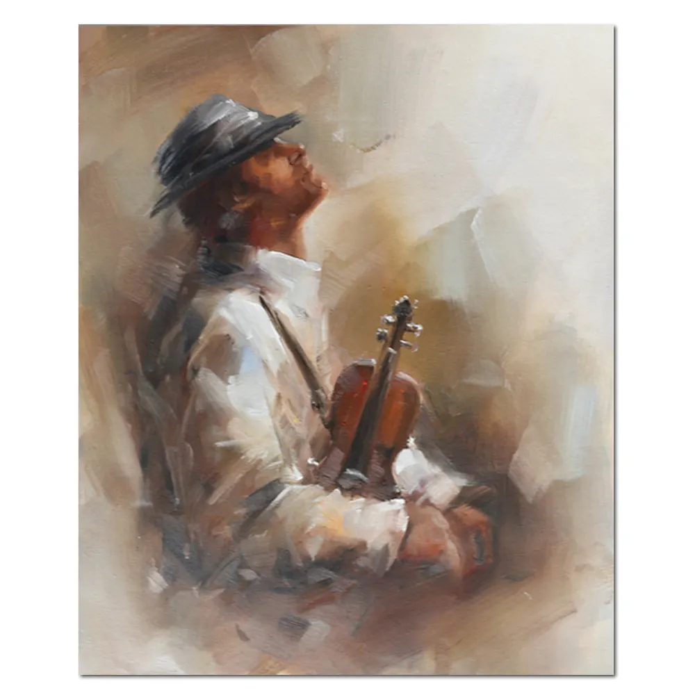 الزخرفية الانطباع Textued أداة عزف موسيقى اللوحة القديمة من رجل يلعب الكمان