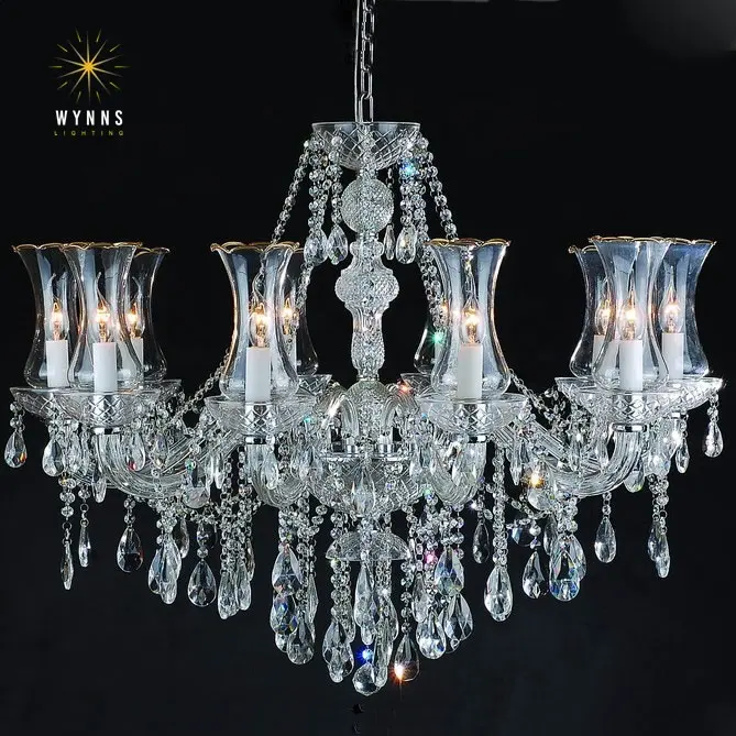 Lustre de cristal europeu clássico para iluminação, luminária pendente K9, luminária de teto suspensa de vidro, luzes LED, tradicional