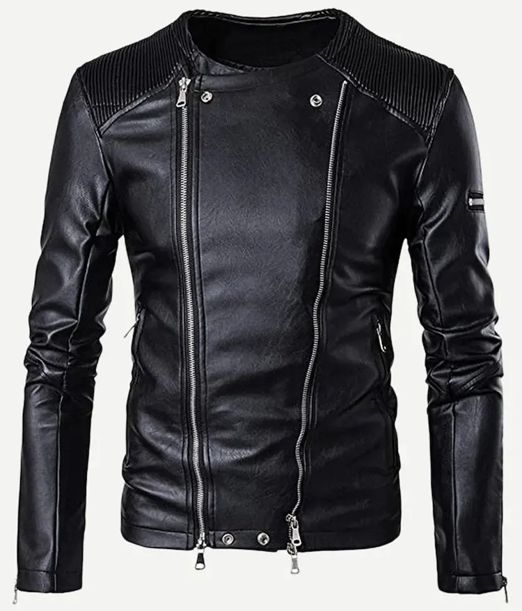 사용자 정의 뜨거운 판매 블랙 가죽 방풍 재킷 코트 지퍼 및 셔링 남성 오토바이 자켓