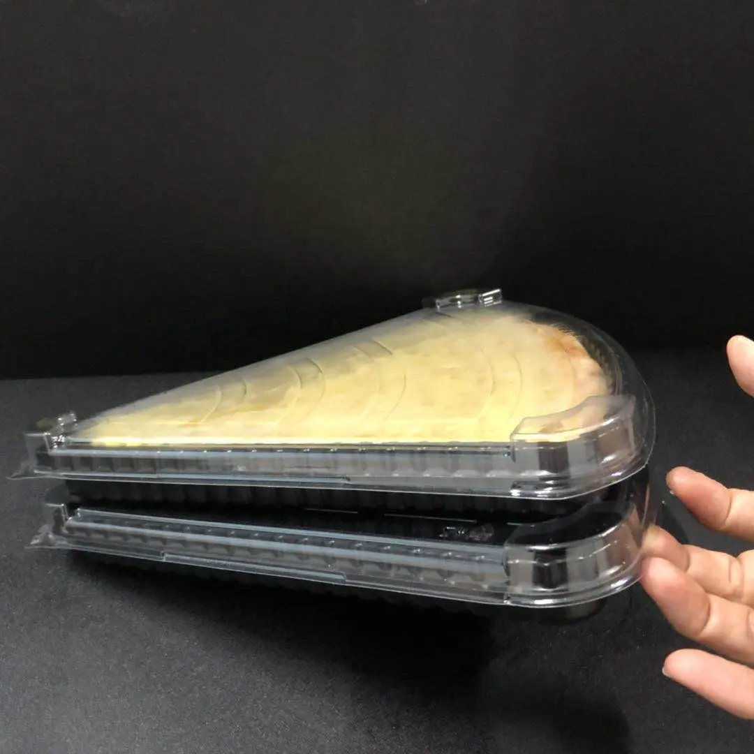 Atacado Food grade auditorias plástico triângulo comida caixa reciclável plástico pizza bandeja microondas seguro