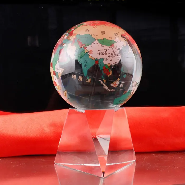 Vendita calda souvenir o di affari regali decorativi di cristallo rotante mappa del mondo globe/vetro terra globo palla