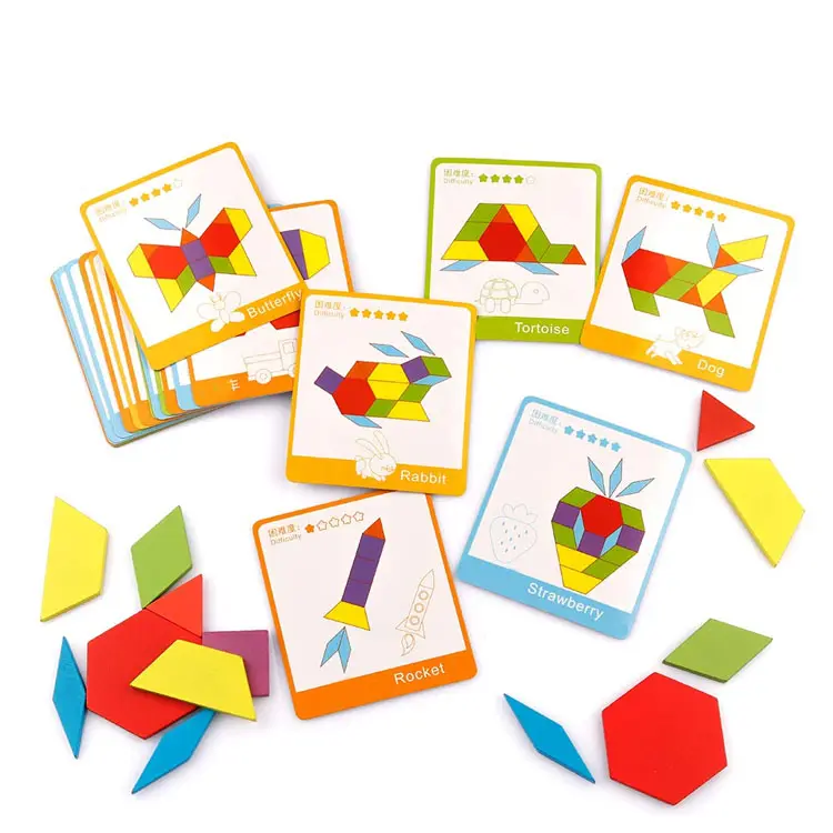 Personalizzato colorato di legno educativi di puzzle magnetico tangram giocattolo tangram pezzi set per i bambini gioco di intelligenza