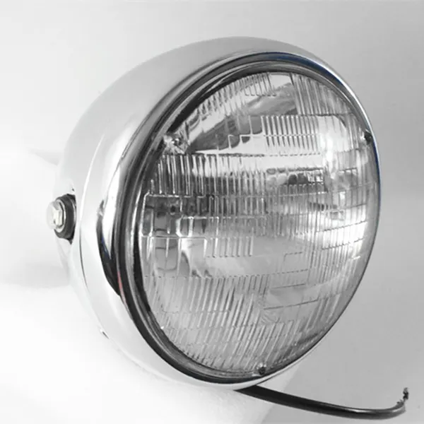 Retro Klasik Custom Lampu Depan Sepeda 7 "Satin Chrome Inggris Modern Gaya Sepeda Motor Headlight Perakitan Halogen H4 60 W 55 W