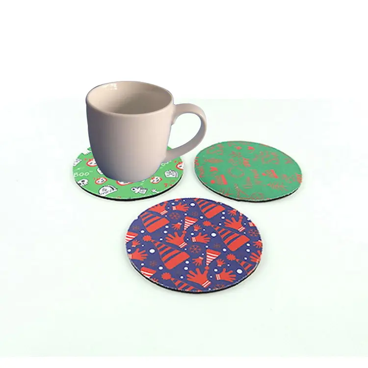 Neopren coaster yuvarlak şekli fincan mat ev dekor içecek pedi masaüstü korumak masa mat