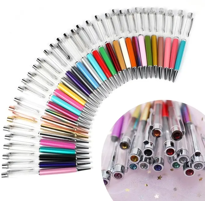 Penne personalizado, de china, folha de cor, diy, tubo esferográfico de cristal, caneta de glitter, importada, imperdível