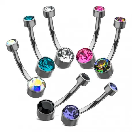 G23 Solid Titanium Bauchnabel ringe Innengewinde Top Double Round Zircon Lünette Set Bauchnabel Ring Nabel Piercing
