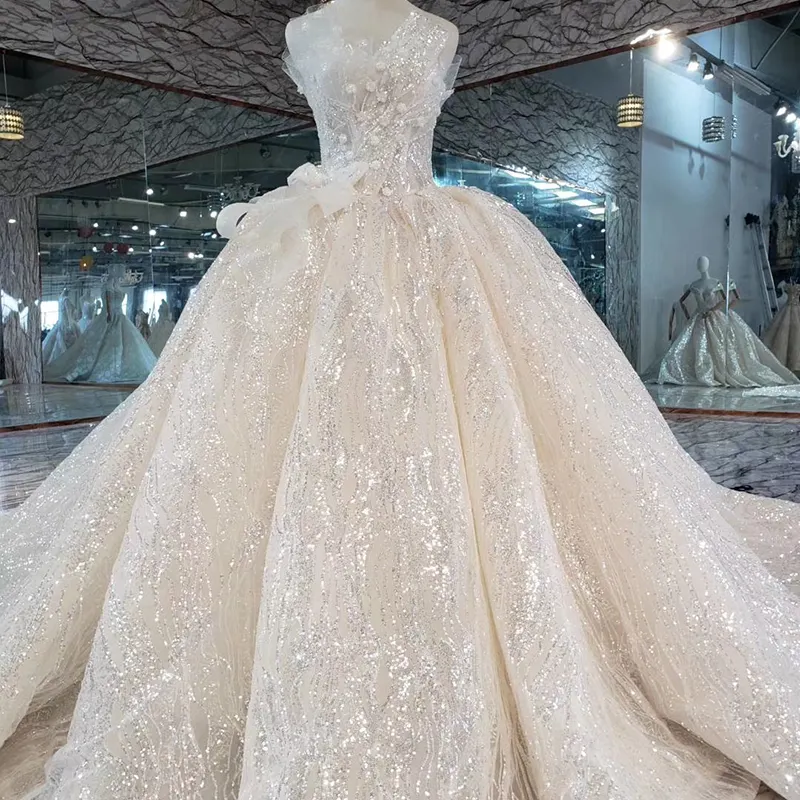 HTL354 אמיתי יוקרה 3d פרח תחרה מעצב כלה שמלת דפוסי חתונת שמלת יוקרה 2019 יופי כלה שמלה