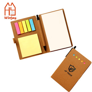 Cuaderno de papel kraft reciclado ecológico promocional con bolígrafo, Bloc de notas, notas adhesivas para la escuela y la Oficina.