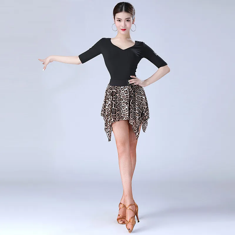 2019 New Black Shirt Practice Wear Women's sexy short skirts dance costumes latin dance dresses for girls