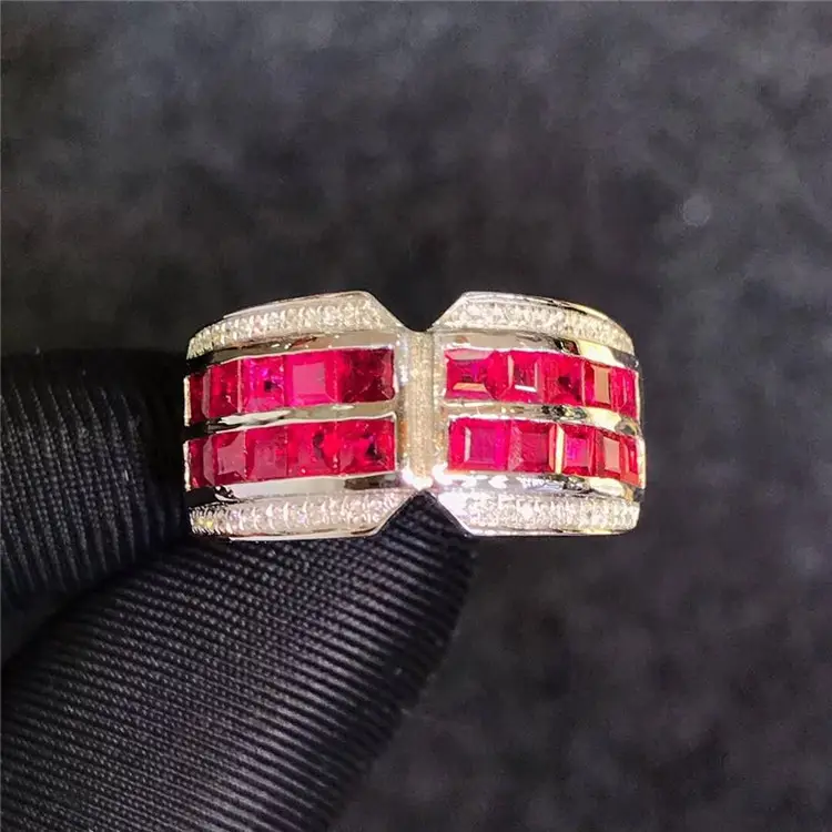Di vendita calda dell'annata Arabia all'ingrosso di gioielli in oro 18k gold fascia di cerimonia nuziale anello 1.16ct naturale rosso rubino anello di pietra