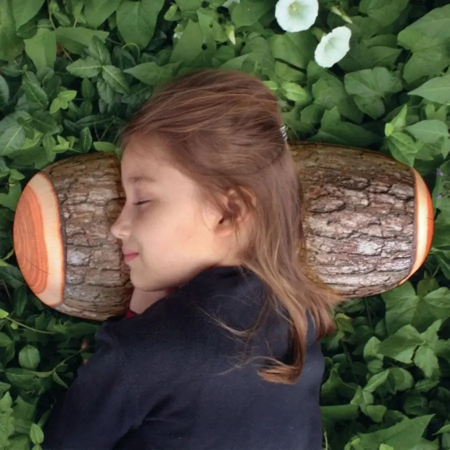 UCHOME-almohada con forma de madera cilíndrica realista, cojín con textura de madera para el hogar y el coche