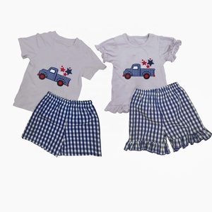 Puresun New Design USA Flag Applique <strong>Kids</strong> Clothes Wholesale Boutique Children Girls Outfit <strong>for</strong> 4th <strong>of</strong> <strong>July</strong> - Product Image 4
