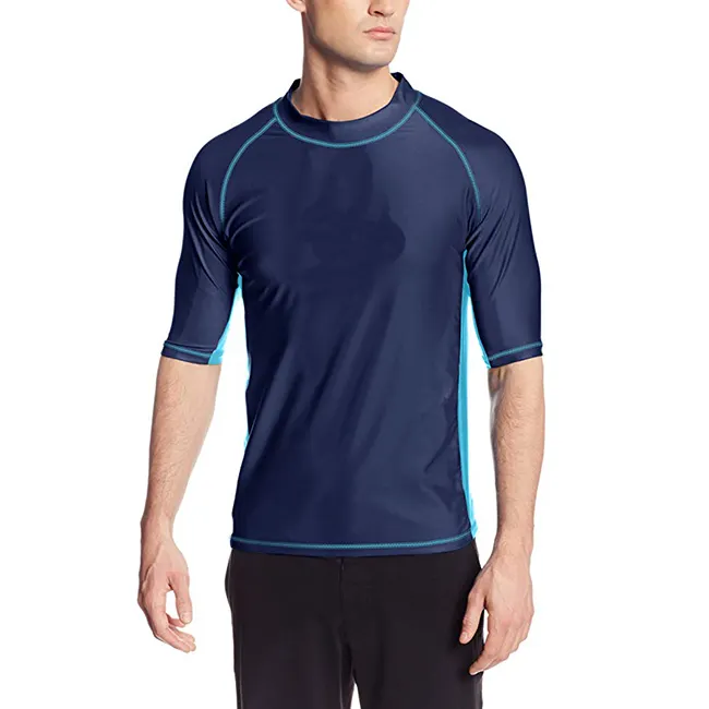 Factory急速な生産MenのSublimation UPF 50 + Short Sleeve Sun Protective RashガードSwim Shirt