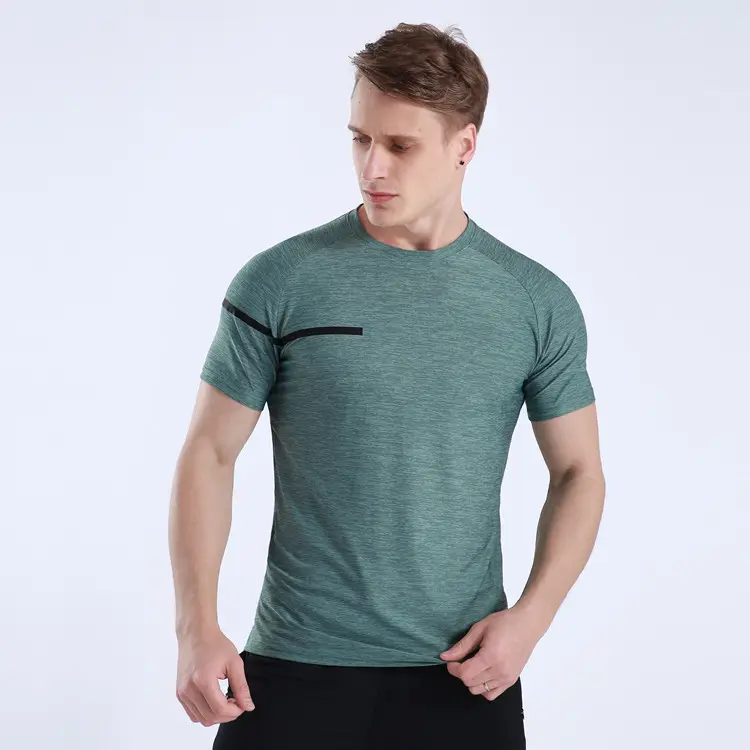 Camiseta de gimnasio de secado rápido para hombre, ropa deportiva transpirable de alta elasticidad, venta al por mayor