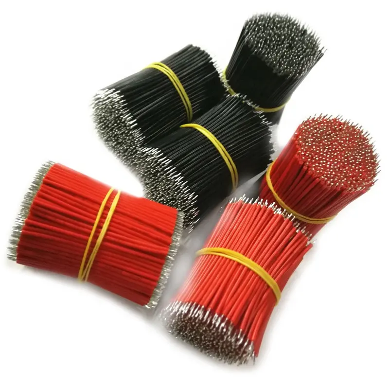 Cable de silicona flexible precortado con estaño, ambos extremos, cable de puente de corte eléctrico de PVC/FEP/PTFE de 0,5mm y 0,6mm