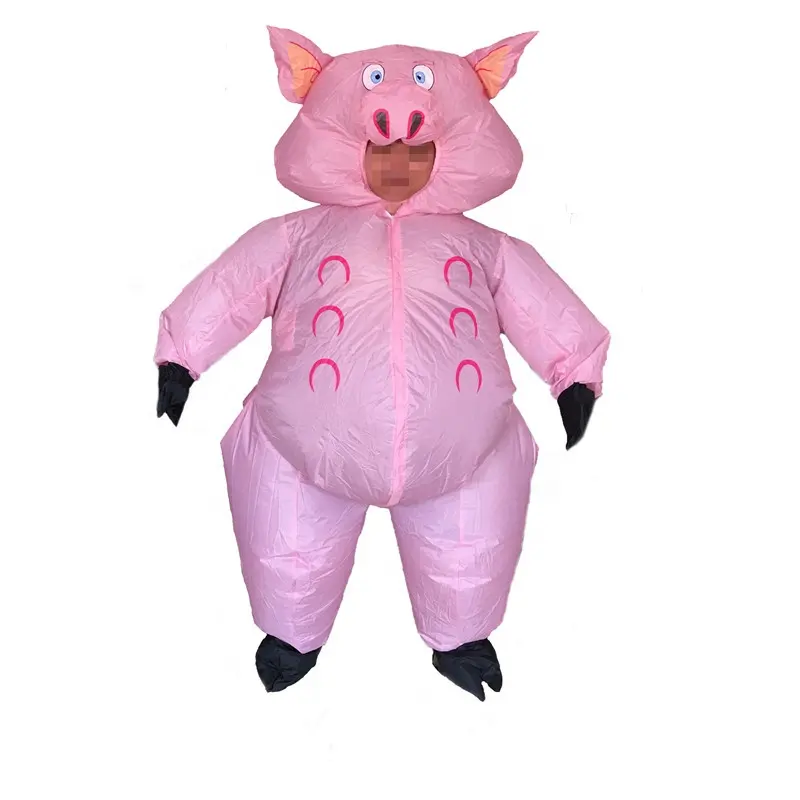 Disfraz inflable de Mascota para adulto, disfraz de Halloween, disfraz de cerdo Rosa gordo