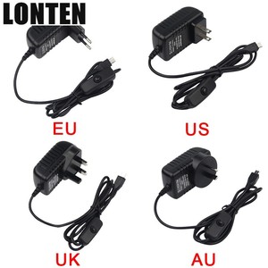 Lonten Raspberry Pi 3 B + Power Supply 5 V 3A Tasto di Interruttore Micro USB Adattatore del Caricatore di Potere DEGLI STATI UNITI UE UK AU Spina per Raspberry Pi 3 Mo