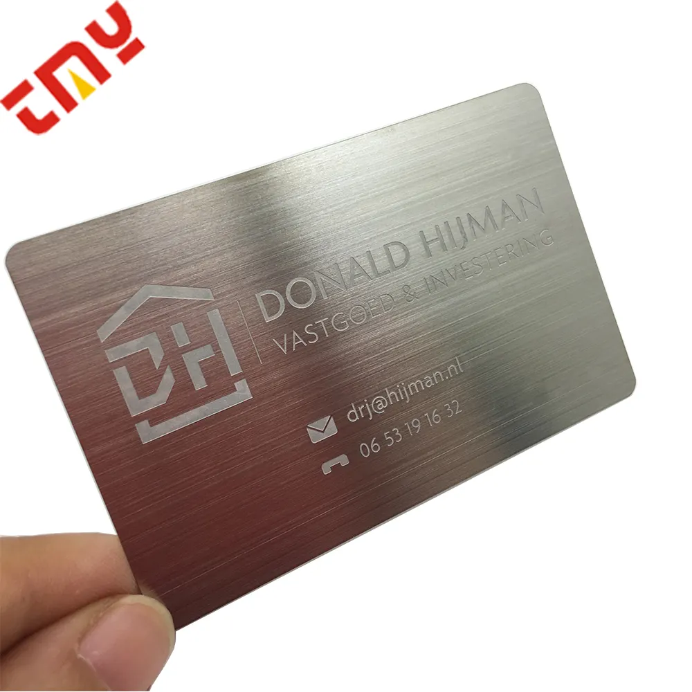 High Quality Laser Cut Metal Business Vip Card With Brush Finished Customized Metal Membership Card Printing