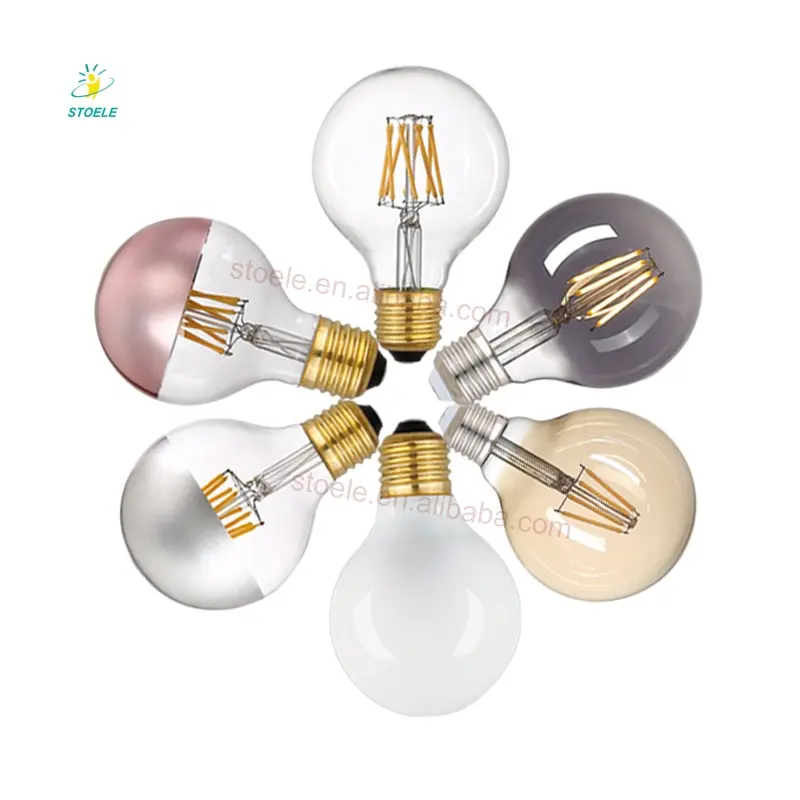 Lámpara E27 con forma de globo G80 G95 G125 edison, Bombilla decorativa de filamento curvo LED, 4w, venta al por mayor