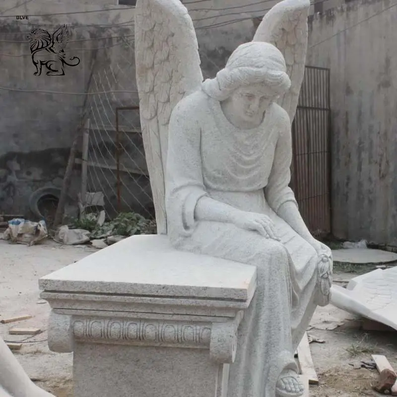 Fabbrica cinese intagliato a mano granito marmo lapide dolore angeli statua sculture lapide e monumento MTG-002