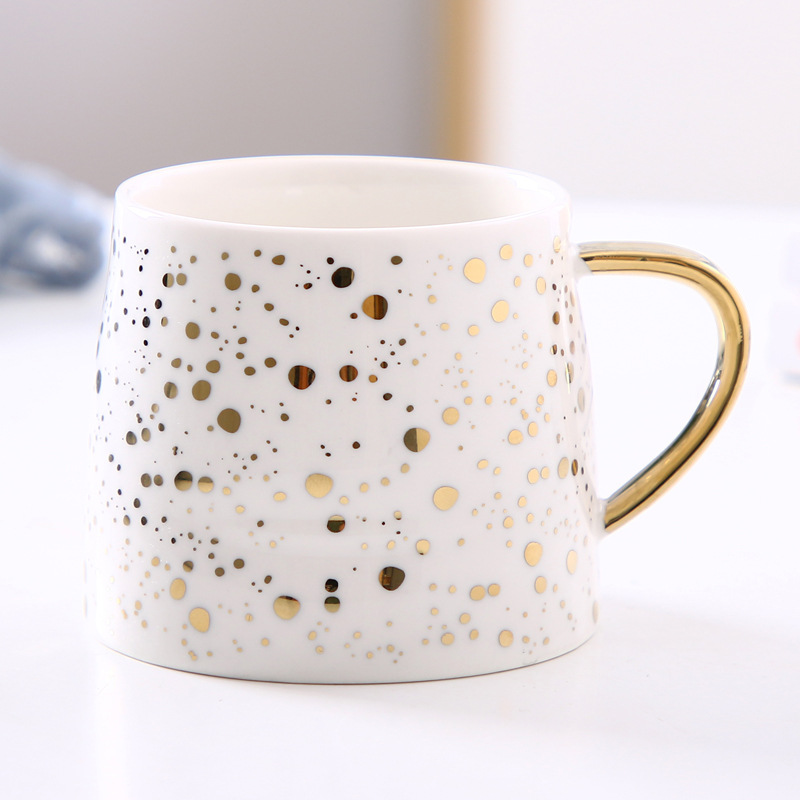Zogift Nordic Creative Eco Friendly Ceramic Gold Handle Lovely 11oz <strong>Coffee</strong> Milk Mug Design Office Gift <strong>Star</strong> Water Tea Cup - Product Image 2