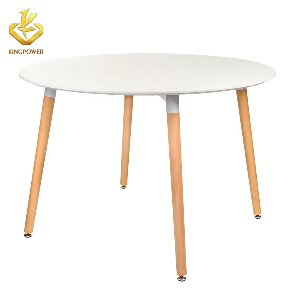 Yuvarlak masa boyalı MDF ve katı kayın ahşap bacaklar 100*100 cm yuvarlak yemek masası beyaz yuvarlak masa