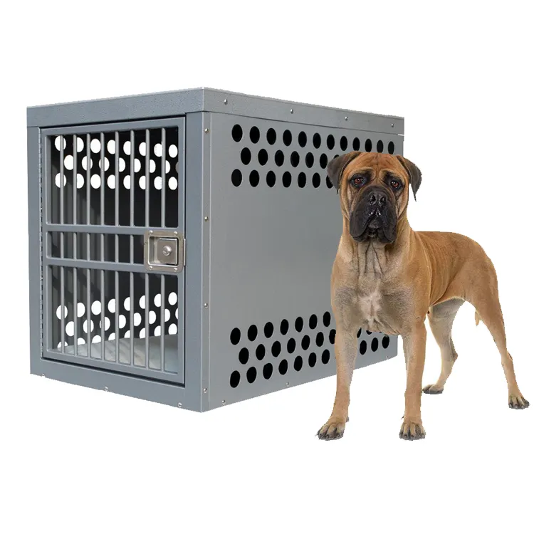 Металлическая клетка для собак, портативная сверхпрочная комнатная клетка для домашних питомцев, переноски и дома для собак, «Автомобильные дорожные аксессуары», картонная коробка серого цвета
