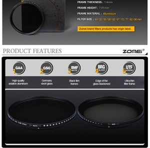 Zomei Wholesale Camera <strong>Filter</strong> Lens 52mm Adjustable Slim Fader Variable Neutral Density ND <strong>Filter</strong> ND2-ND400 - Product Image 6